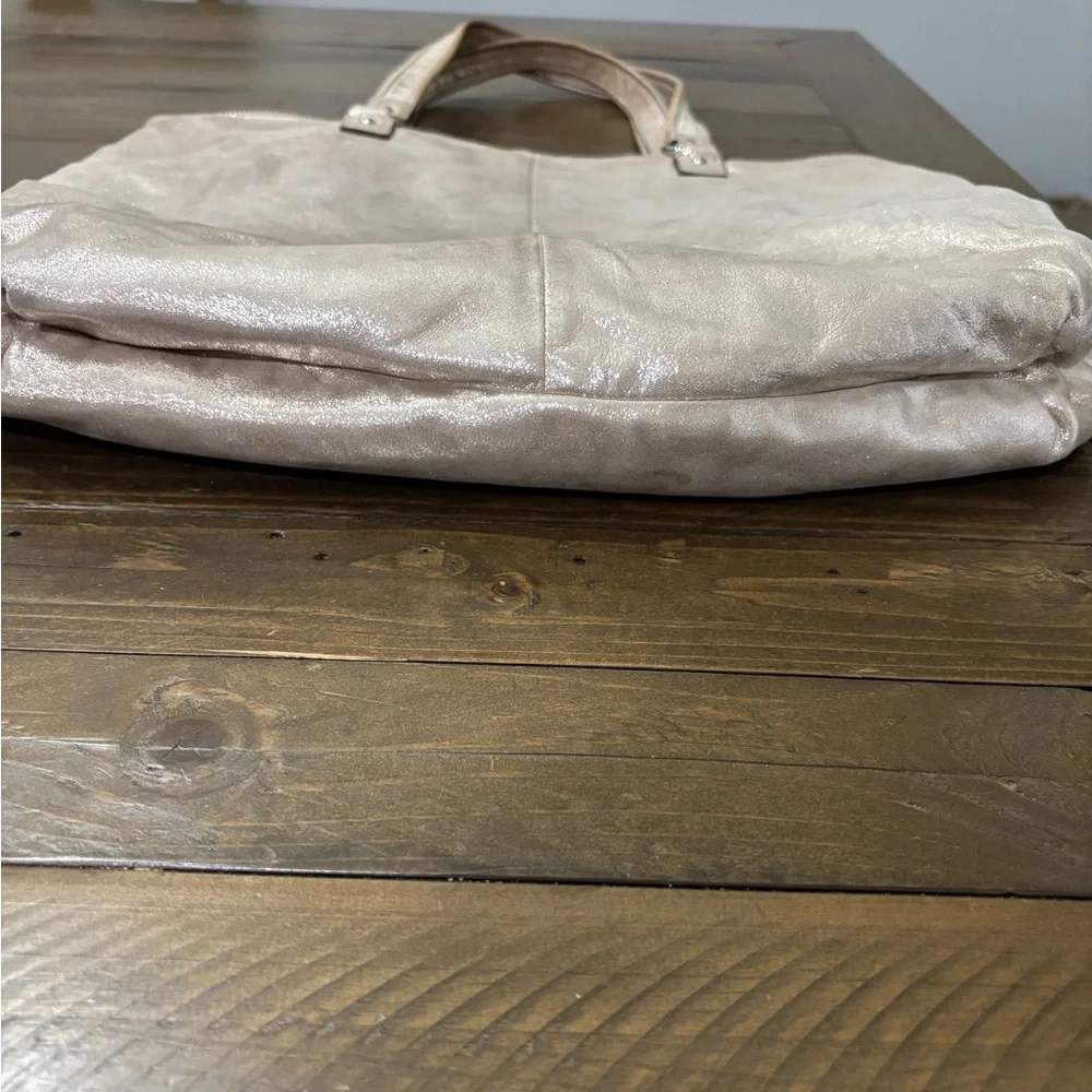 Coach Poppy Metallic Gold Champagne Large Tote